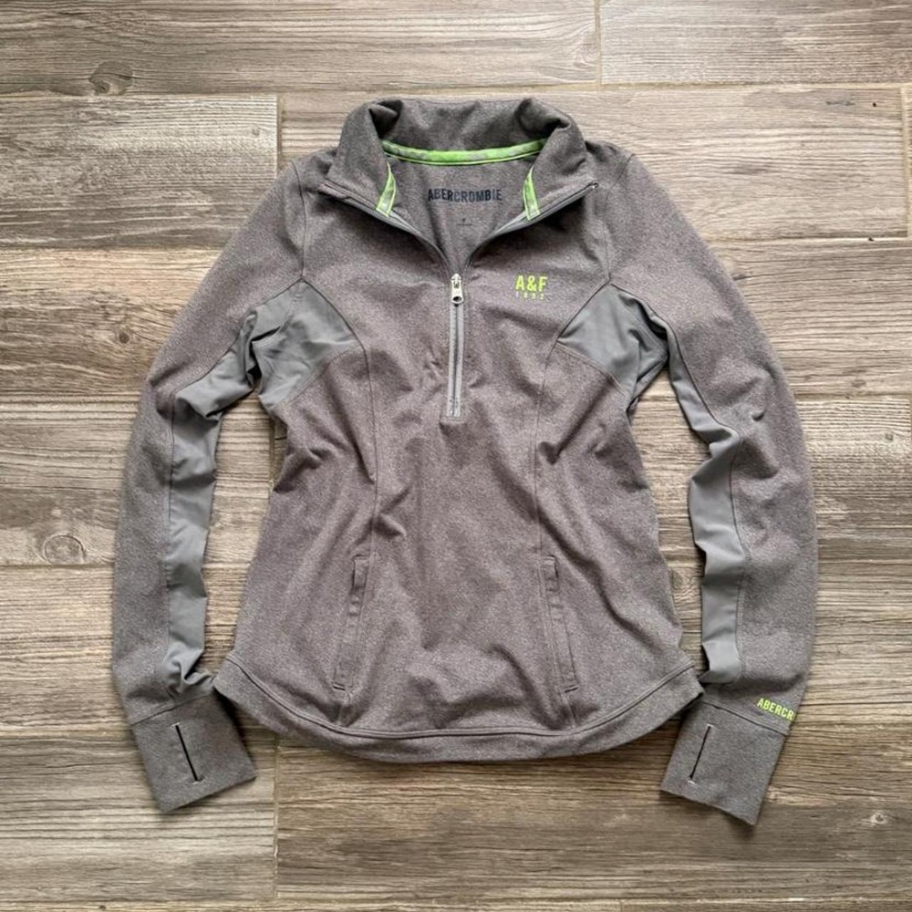 Y2K Abercrombie & Fitch gray define quarter zip sweatshirt size M